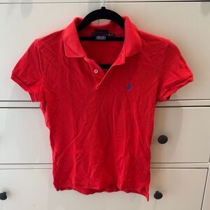 Ralph Lauren Red Skinny Polo Shirt Sz Small